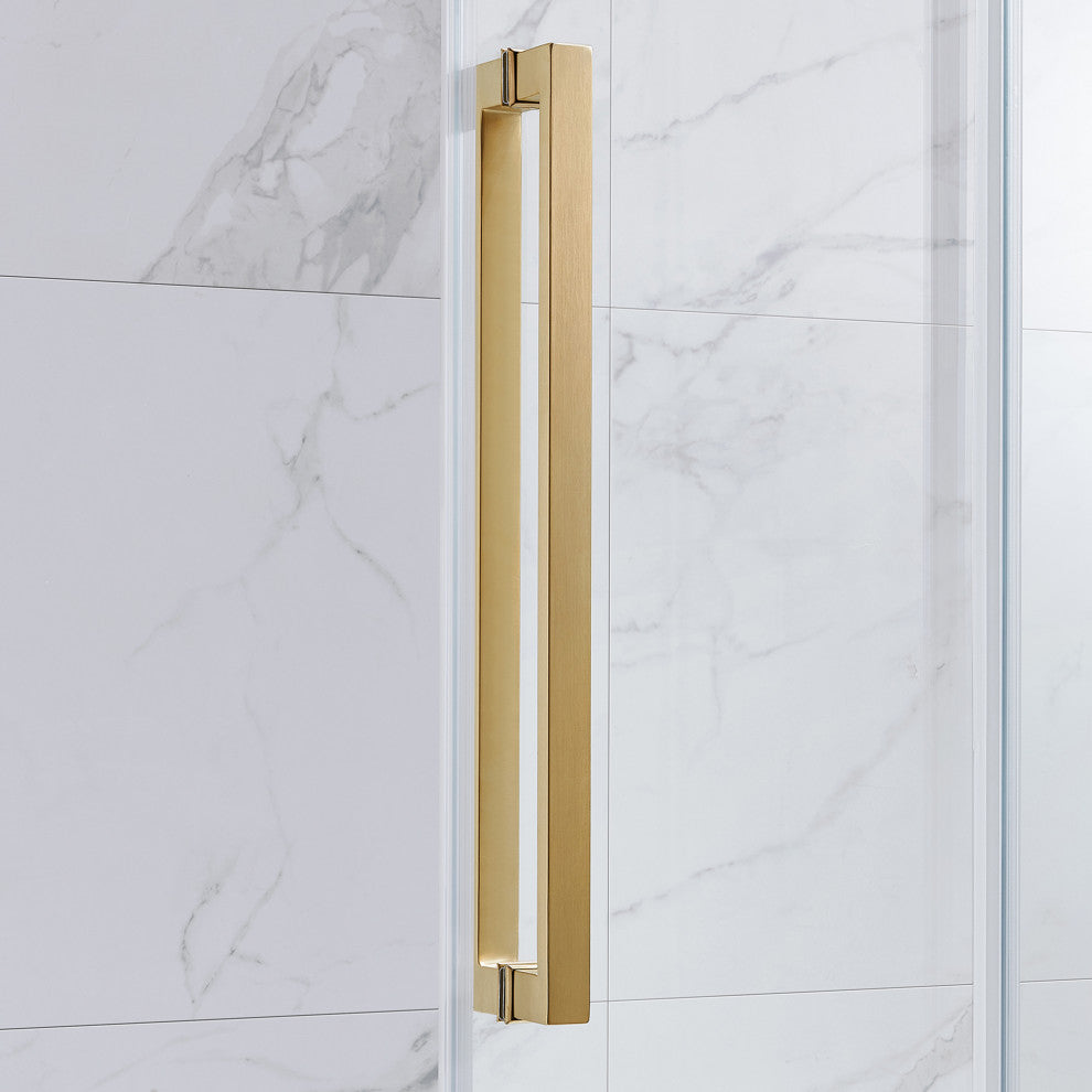 Bel Soft-Close Frameless Sliding Soft Close Shower Door, Gold, 48"