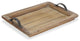 Wooden Paneled Tray With Metal Handles