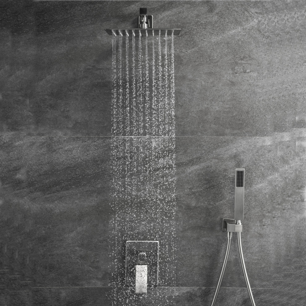 Givingtree Wall Mounted Square Rainfall Shower System with Valve 10 in