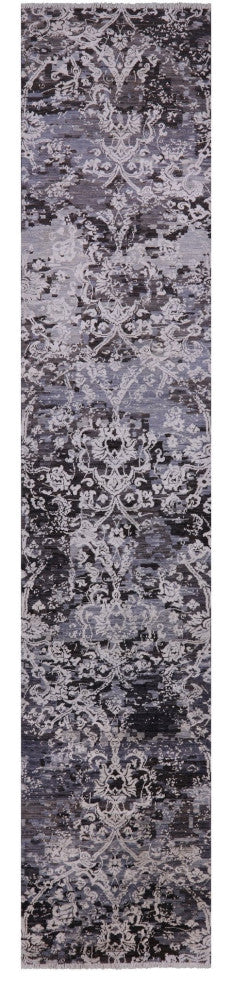 Runner Modern Hand-Knotted Wool and Silk Rug 2' 10" X 14' 0" Q10331