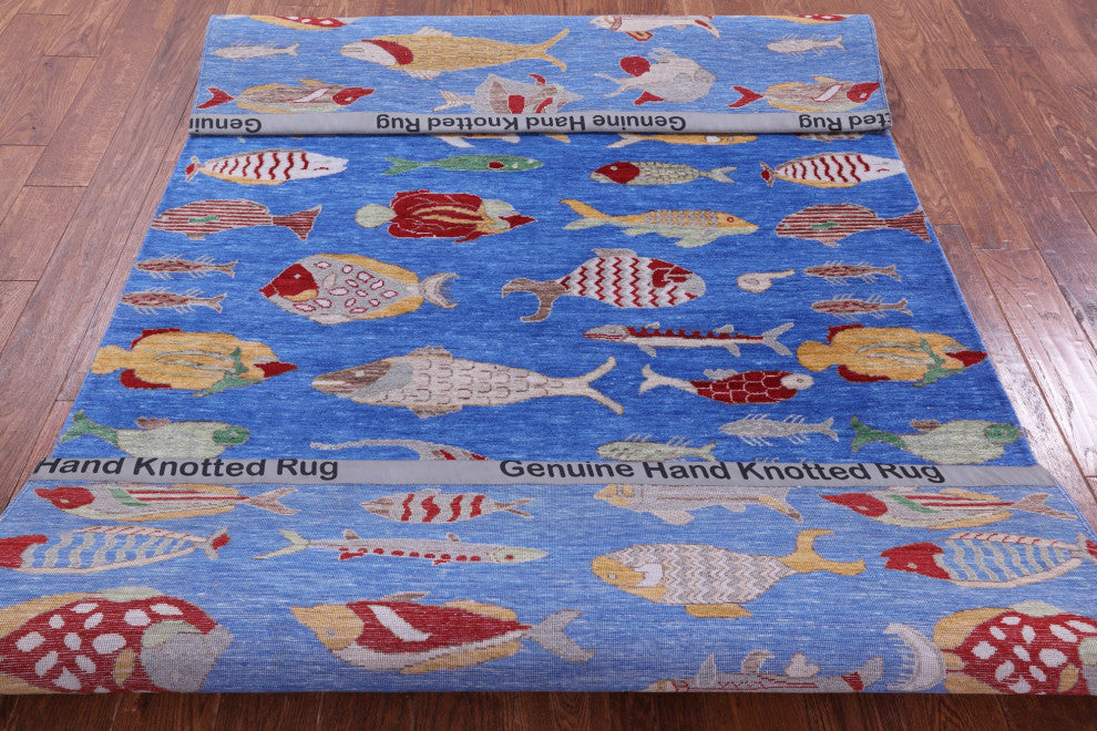 5' 1" X 8' 3" Gabbeh Fish Design Handmade Wool Rug - Q15514