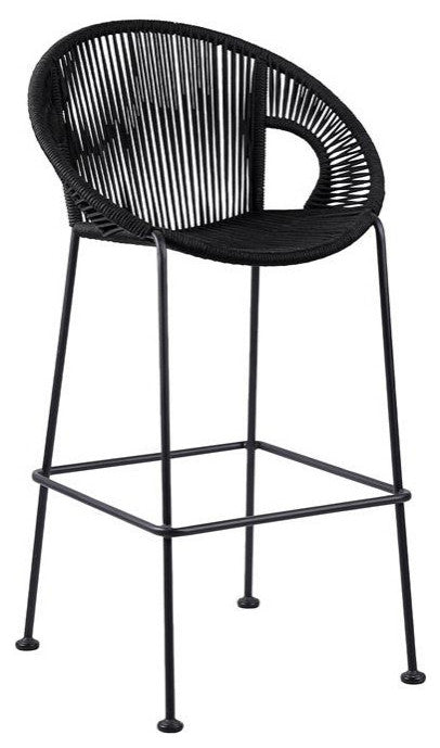 Acapulco 30" Indoor Outdoor Steel Bar Stool With Black Rope