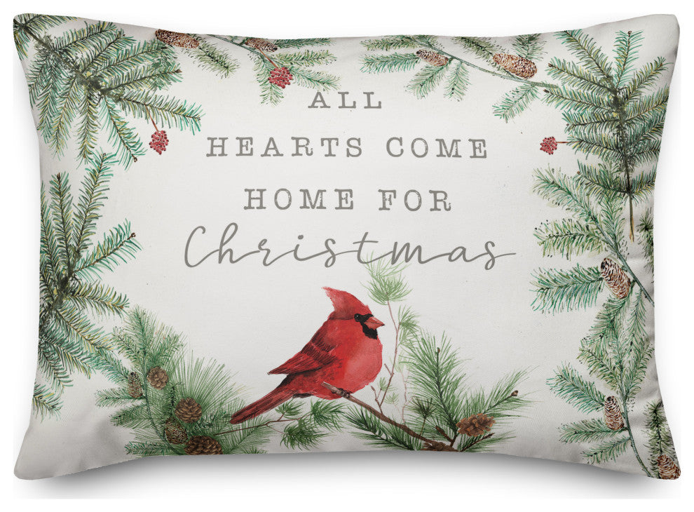 Hearts Come Home For Christmas 7 20x14 Spun Poly Pillow