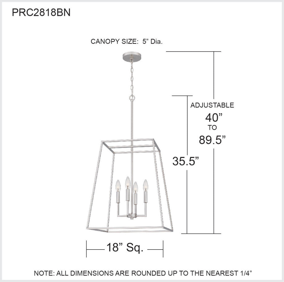 Quoizel PRC2818 Prescott 4 Light 18"W Taper Candle Pendant - Matte Black