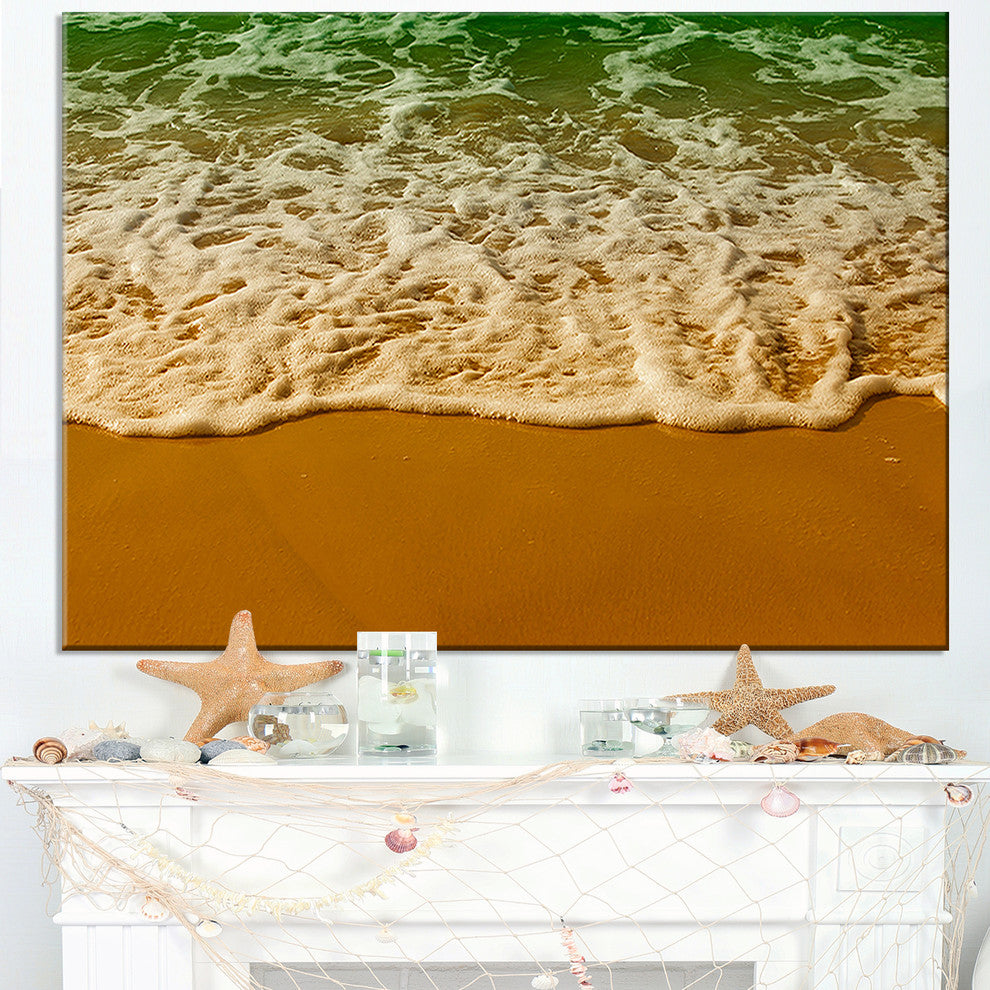"White Waves From Green Beach Waters" Seashore Wall Art, 40"x30"
