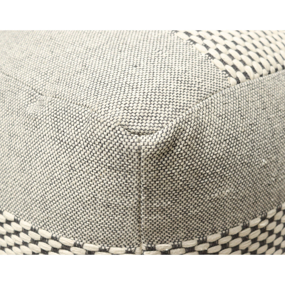Off-white Hand-woven Westerfeld Pouf, 18" Cube