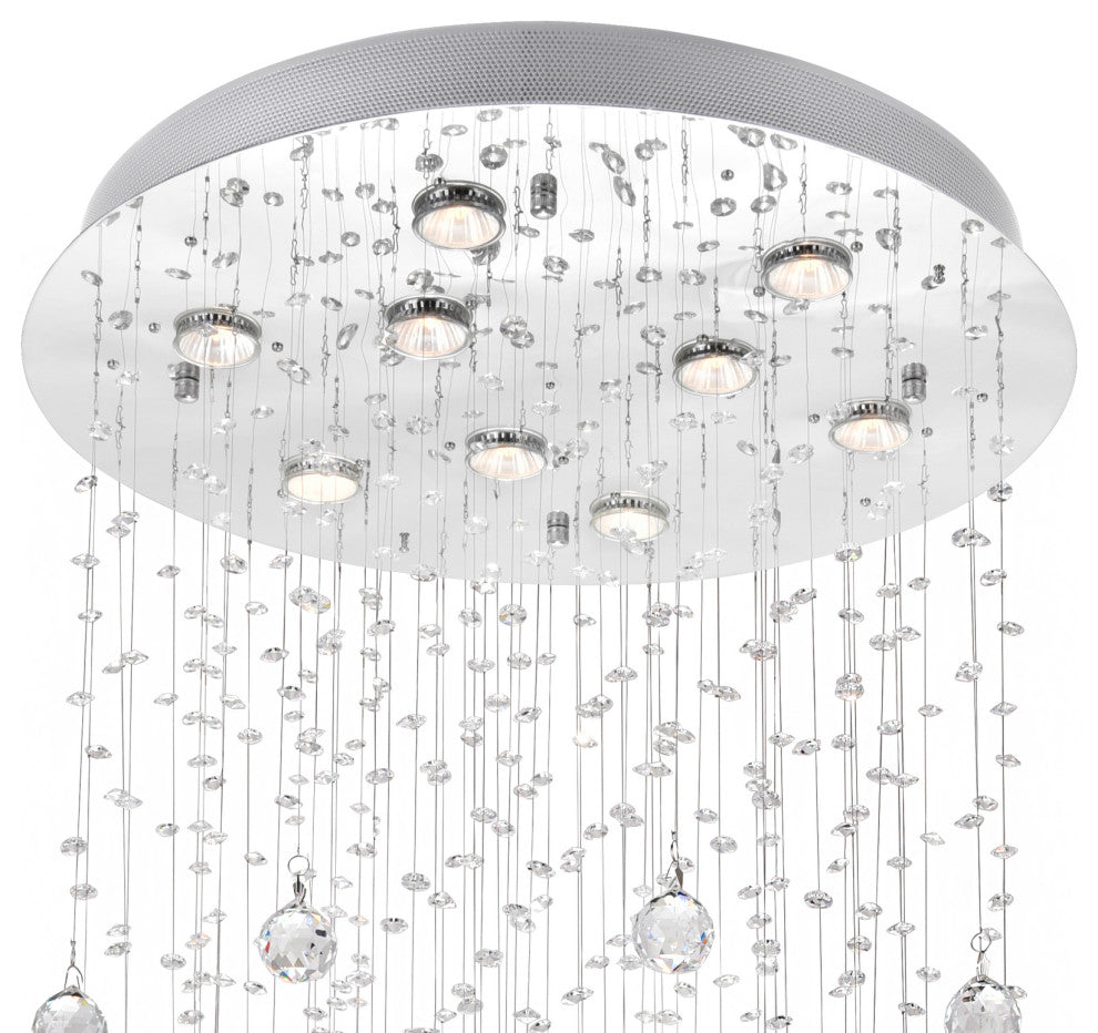 Rain Drop 9 Light Flush Mount With Chrome Finish