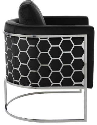 Casa Velvet Upholstered Chair, Black, Chrome Finish
