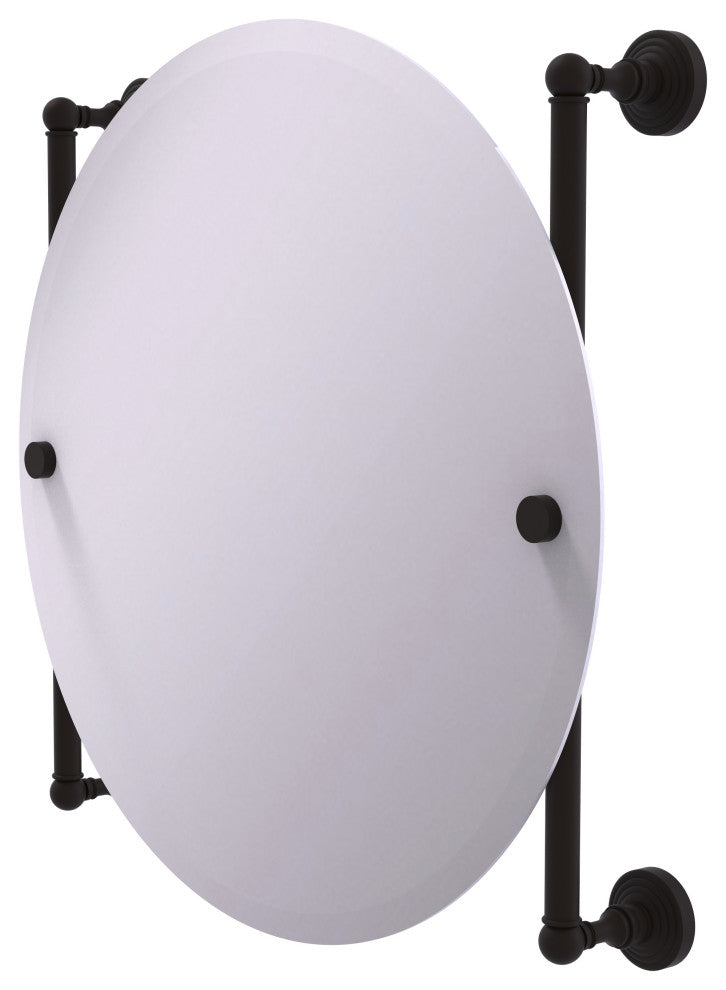 Waverly Place Round Frameless Rail Mounted Mirror, Oil Rubbed Bronze