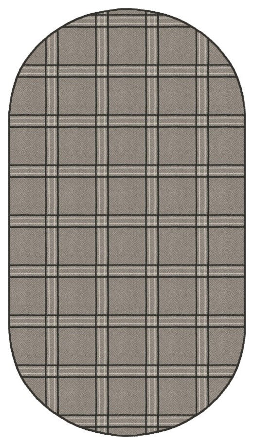 Tweed Herrington Plaid Area Rug Milliken Tactesse Nylon, Oval 3'x5'
