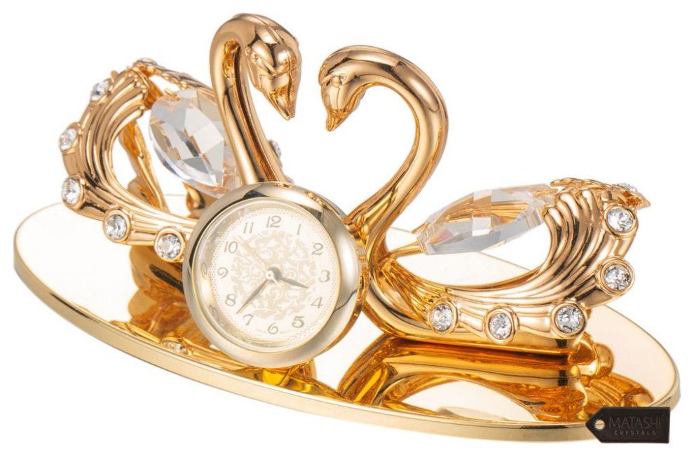 Matashi 24K Gold Plated Loving Swans Figurine