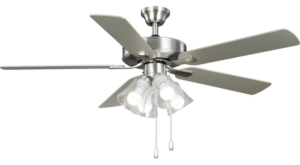 AirPro 52" Brushed Nickel 5-Blade AC Motor Ceiling Fan With Light