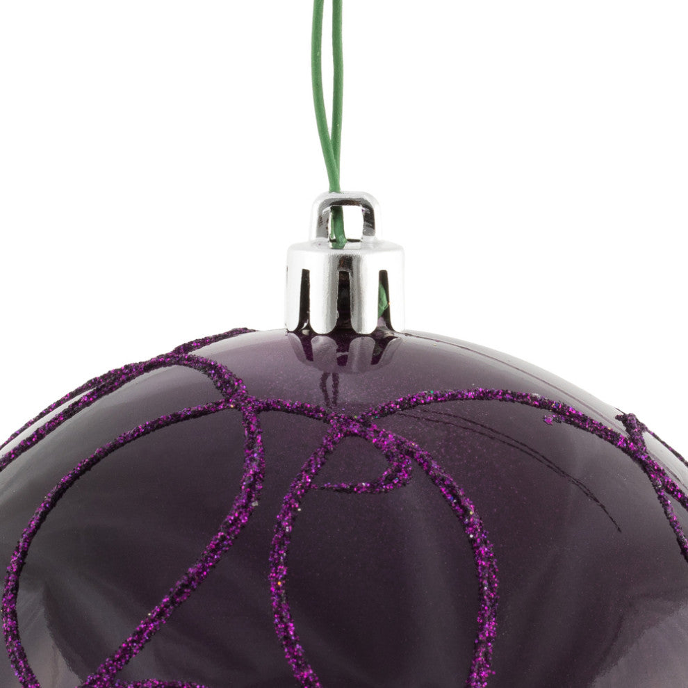 Vickerman N182426D 4" Plum Candy Finish Ornament With Circle Glitter