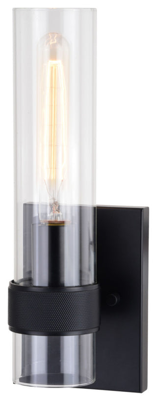 Bari 13"H Wall Sconce Light Fixture With Clear Glass, Matte Black