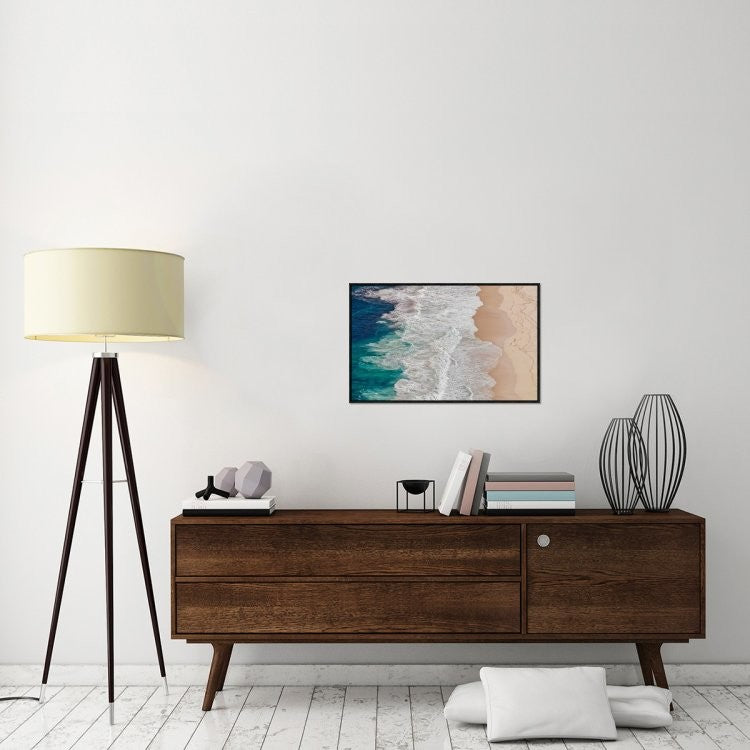 "Where The Ocean Ends" Framed Canvas Giclee by Andreas Feldtkeller, 31x19"