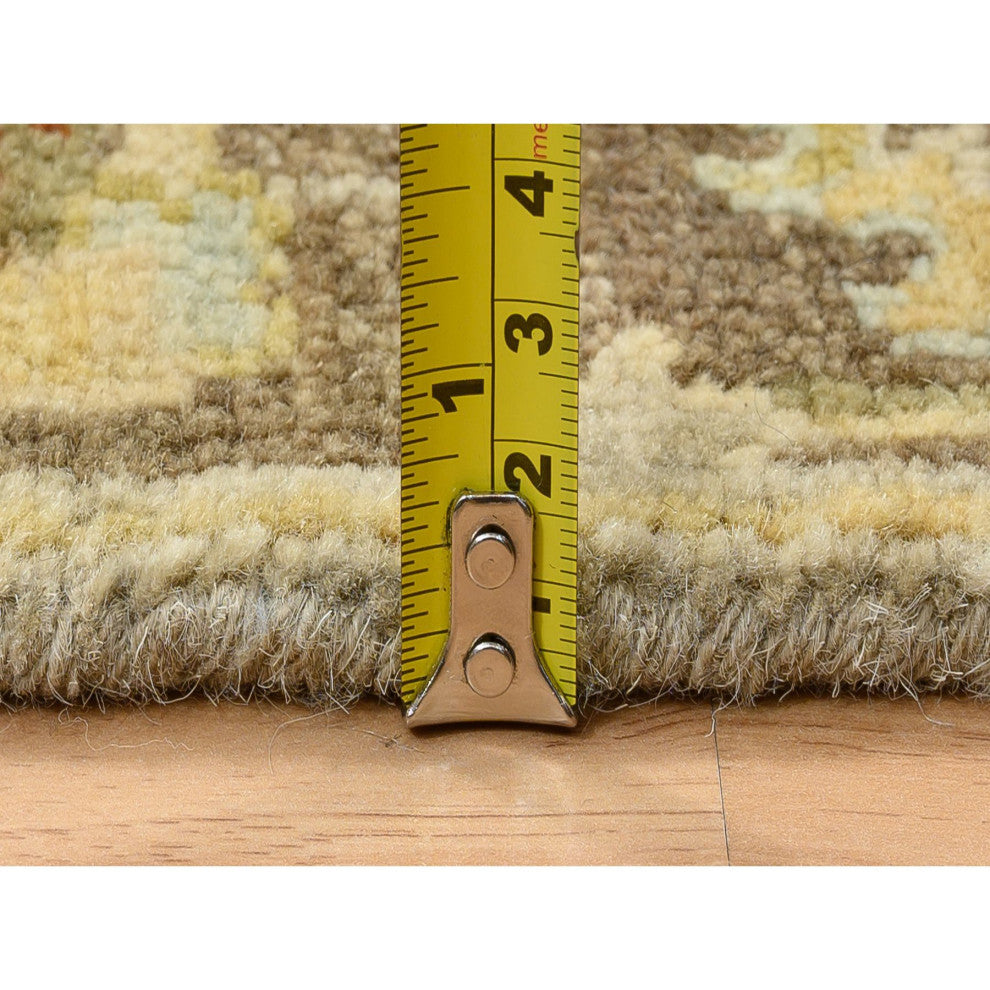 Gray/Brown Medallions Hand Knotted Karjihooz Pure Wool Runner Rug, 2'6"x21'10"