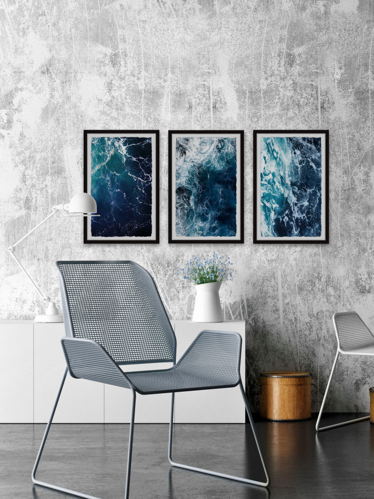 Whole Lot of Blue Triptych, Set of 3, 16x24 Panels