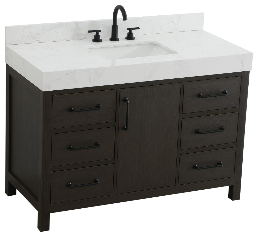 Home Living 48" Single Bathroom Vanity, Mocha Brown With Backsplash