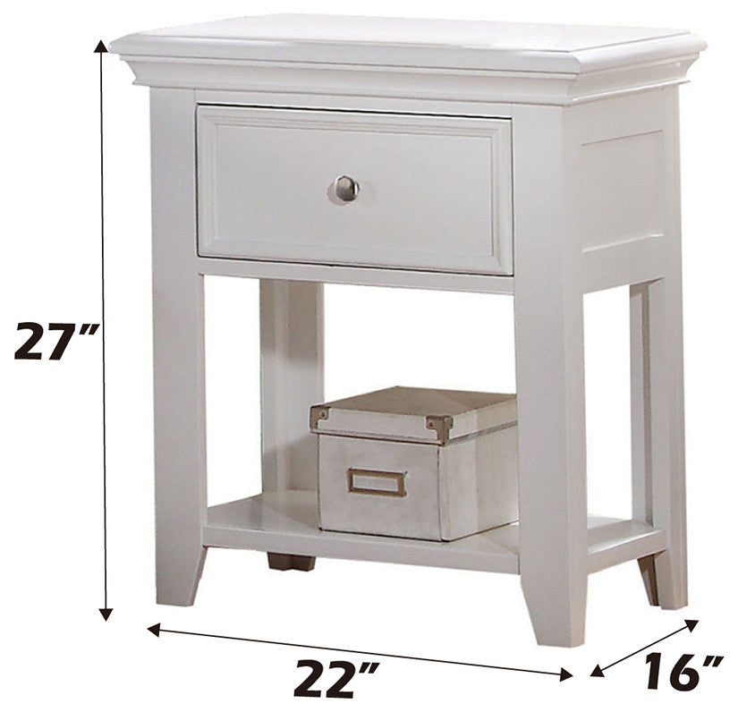 Lacey Nightstand With 1 Drawer, White