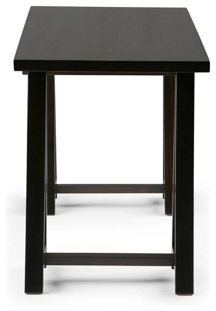 Sawhorse Solid Wood 60" Modern Writing Office Desk, Dark Chestnut Brown