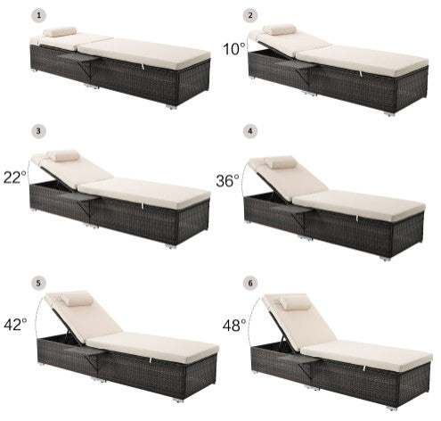 2 Piece Patio Rattan Chaise Lounge Outdoor Pe Wicket Furniture Set
