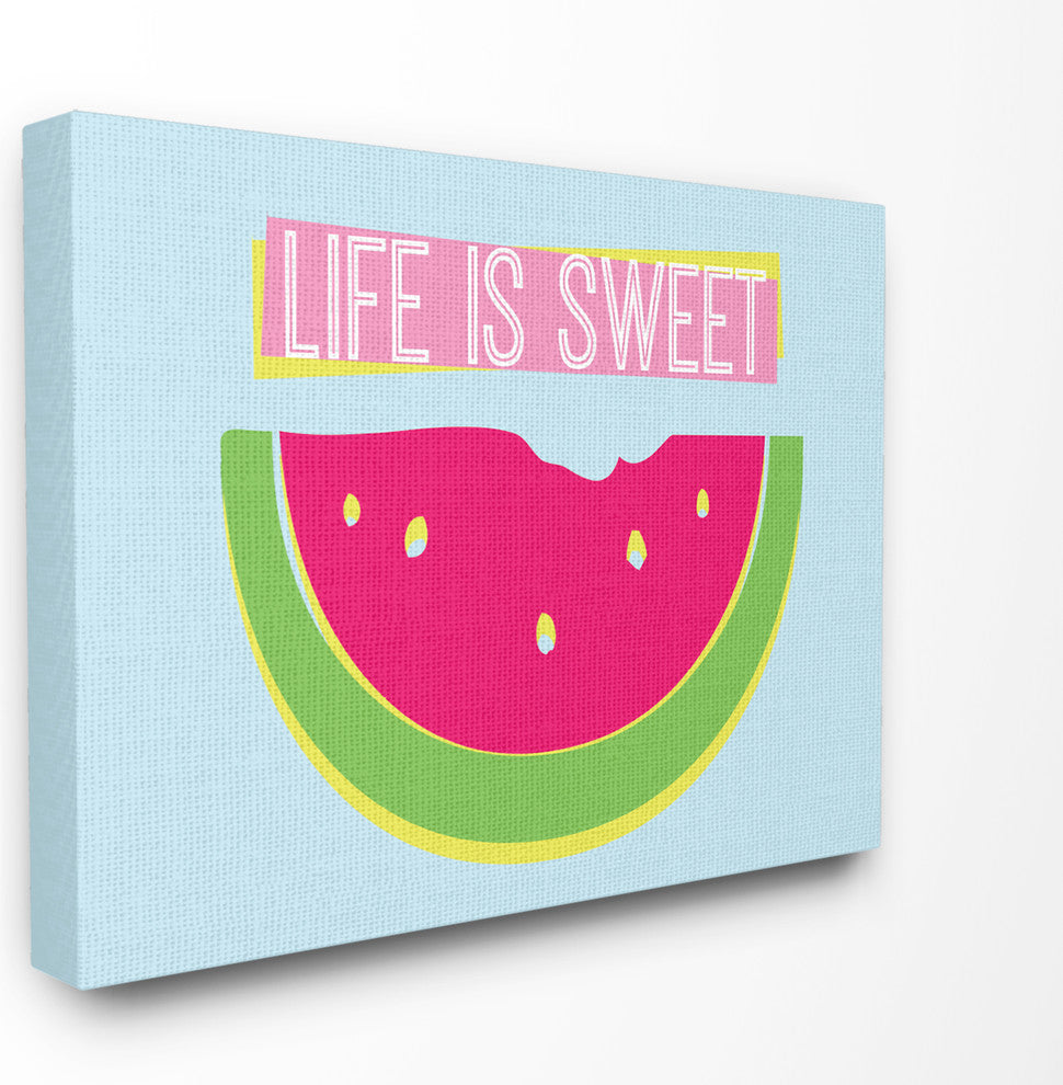 Life is Sweet Watermelon Neon Stretched Canvas Wall Art, 16x20