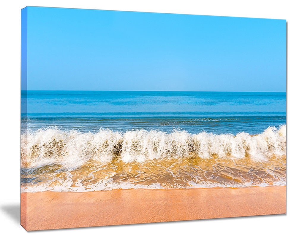 "Beautiful Blue Sea And Roaring Waves" Beach Canvas Wall Art, 40"x30"