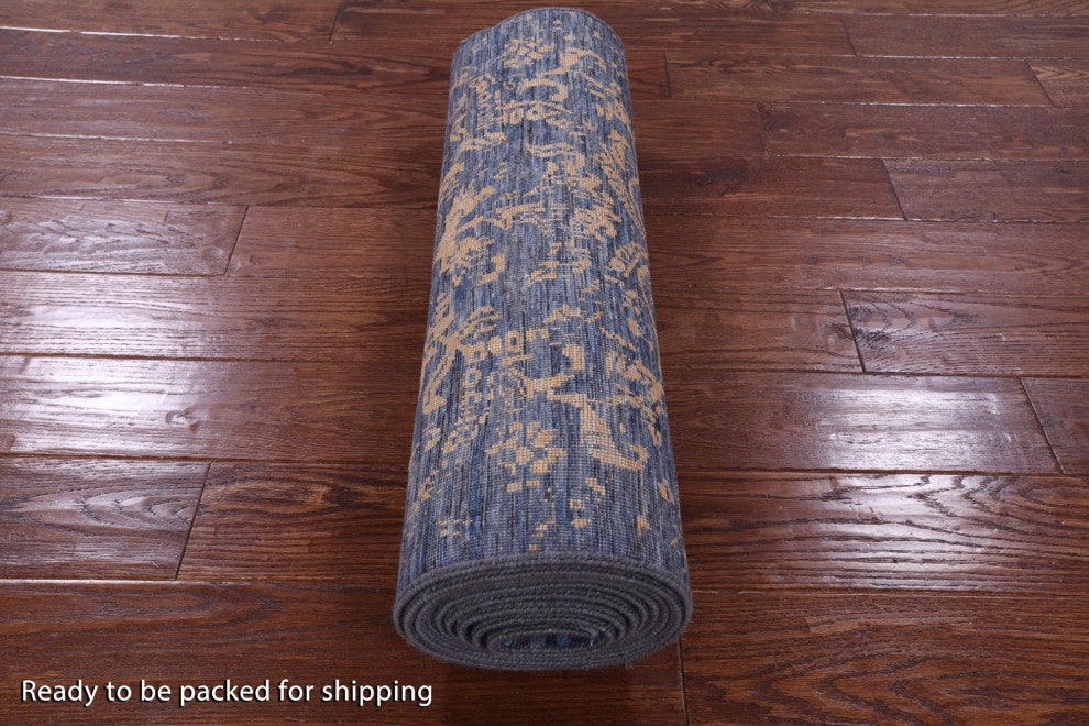 Runner Modern Handmade Wool and Silk Rug 2' 6" X 12' 0" Q11822