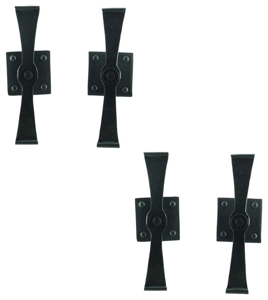 Black Wrought Iron Shutter Dog Holders 5.8" L Propeller Rust Resistant Pack of 2