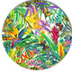 Tropical Leaves And Flowers, Floral Large Disc Metal Wall Art, 23"