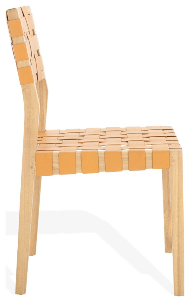 Safavieh Couture Bette Woven Leather Dining Chair, Tan/Natural