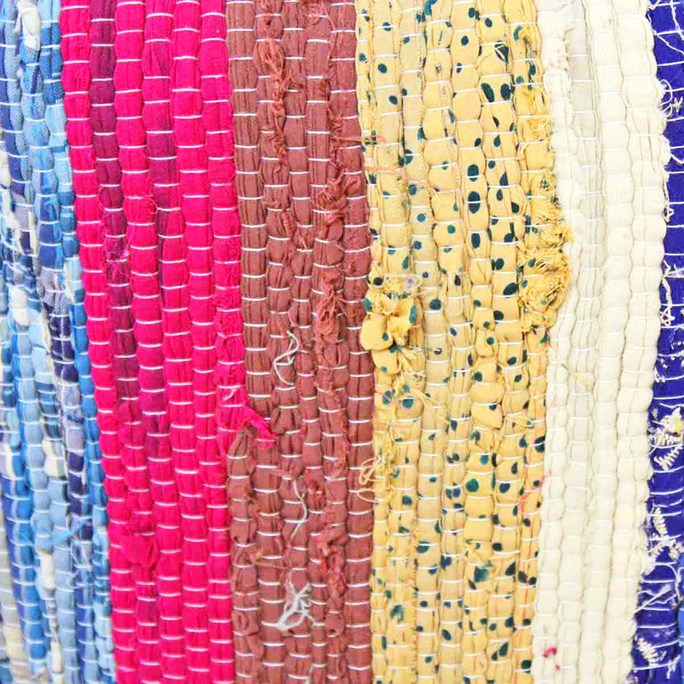 Nandita Colorful Sari Rug Pouf Ottoman