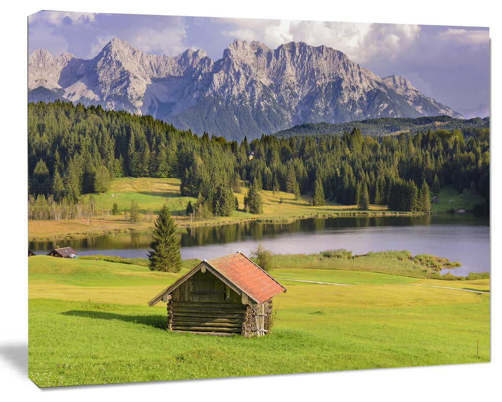 Bavaria with Mountains and Lake, Landscape Canvas Art Print, 20"x12"