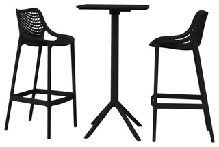Sky Air Square Bar Set With 2 Barstools Black