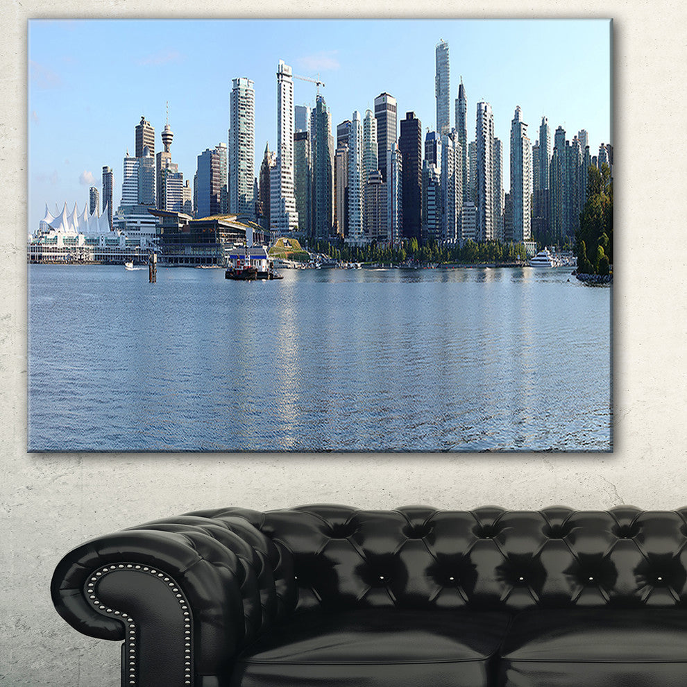 "Vancouver, BC Skyline" Panorama Cityscape Canvas Photo Print, 40"x20"