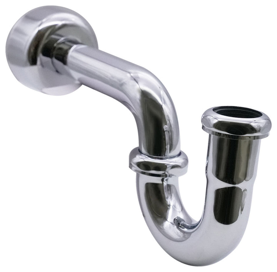 Brass P-Trap 1/4-Turn Lavatory Kit With Valves and Risers, Polished Chrome