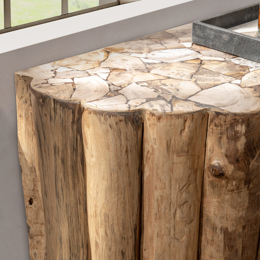 Norwest Petrified Teak Wood Console Table
