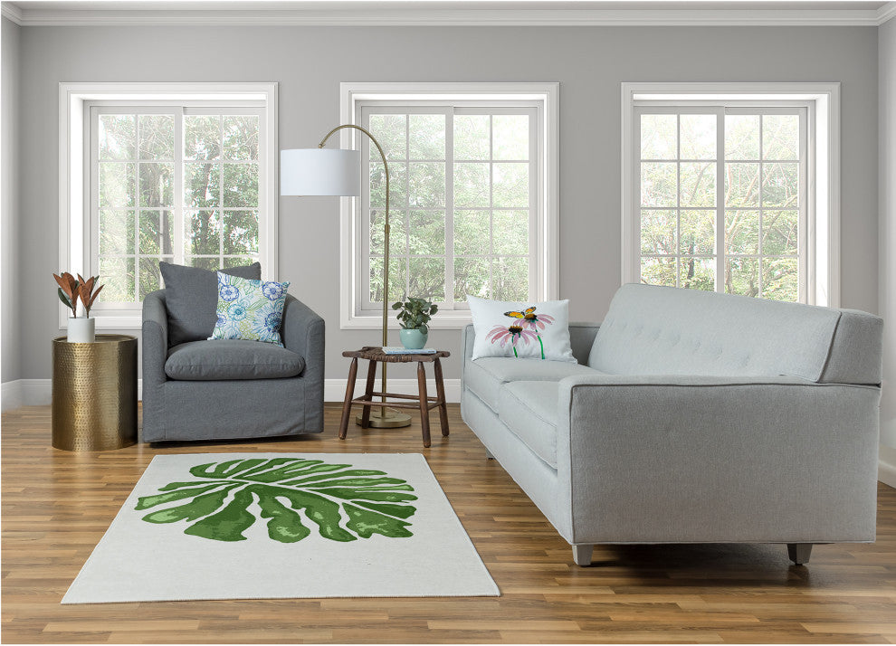 Big Leaf Spring Chenille Rug, Green, 4'x6'