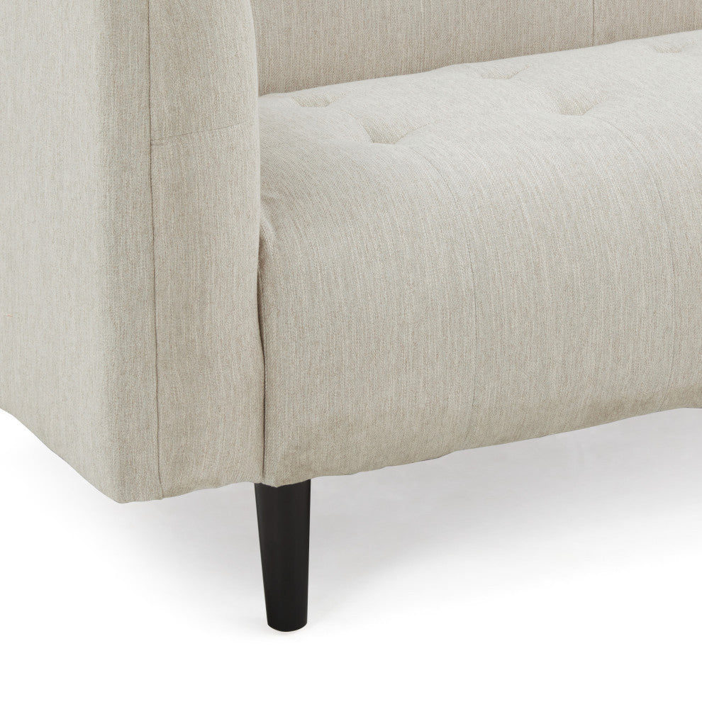 Plano Mid-Century Modern Tufted 3-Seater Sofa, Light Gray/Dark Brown, Beige/Dark Brown