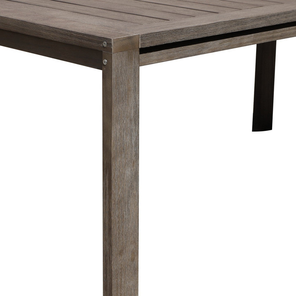 Benzara BM287762 Dining Table Burnt Brown Eucalyptus Wood Frame, Plank Top