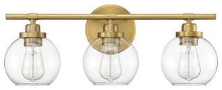 Carson Bathroom Vanity Light, Warm Brass, 3-Light Bath