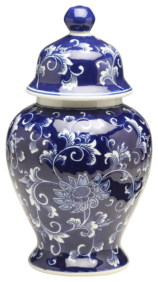14" Blue & White Ginger Jar