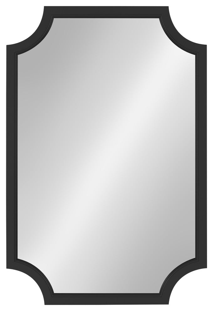 Kate and Laurel, Hogan Wood Framed Mirror With Scallop Corners, 24 x 36", Black