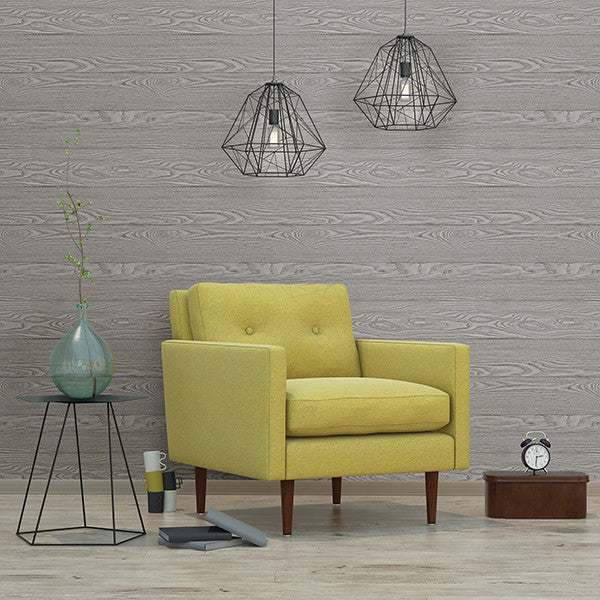 Faux Wood Grain Wallpaper, Gray, Bolt