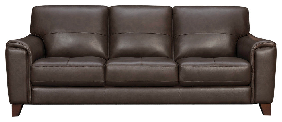 Bergen 87" Genuine Leather Square Arm Sofa, Espresso