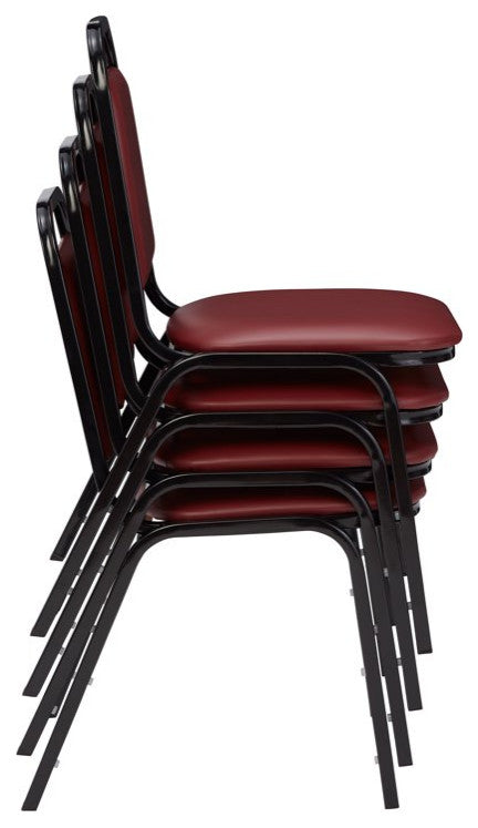 4 Pack Multifunctional Chair, Cushioned Vinyl Seat With Dome Backrest, Burgundy