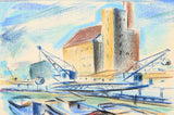 Charles Blaze Vukovich, Cranes, Pastel Drawing On Back