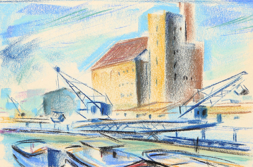 Charles Blaze Vukovich, Cranes, Pastel Drawing On Back