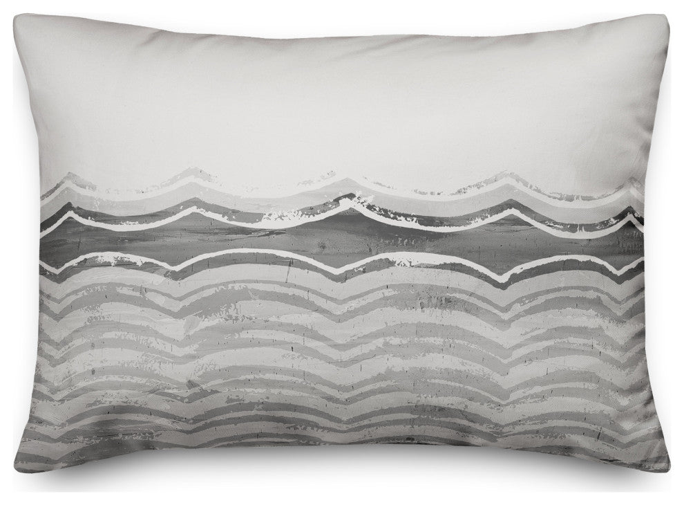 Abstract Gray Waves 14x20 Spun Poly Pillow