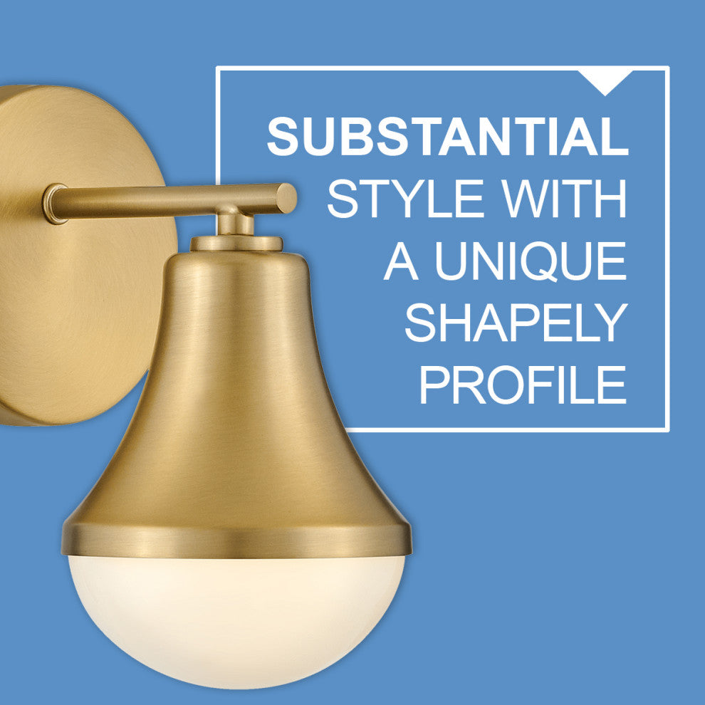 Lark Haddie 9" Modern Bath Sconce, Lacquered Brass